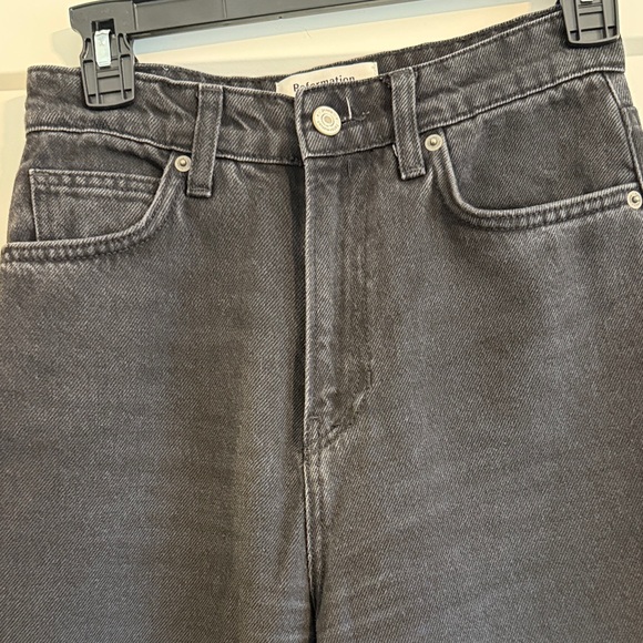 Reformation Wilder Black Wide Leg High Rise Jeans Size 26 - Picture 10 of 12